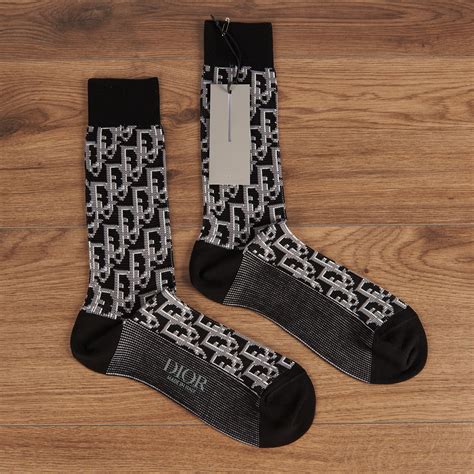 white stretch cotton socks with dior oblique jacquard|Oblique Socks .